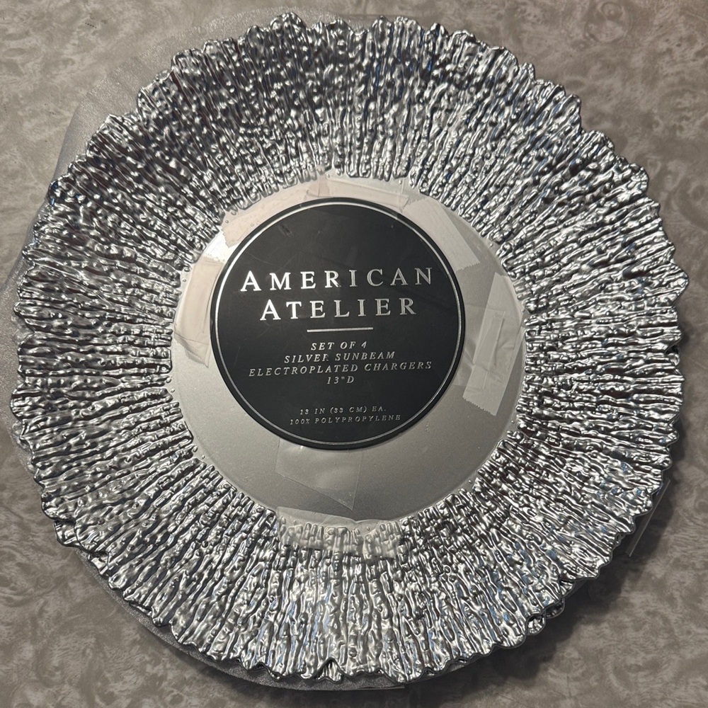 American Atelier Silver Textured Chargers